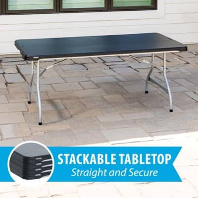 Image showing  6 ft. Nesting Commercial Folding Table, Black, 4-Pack