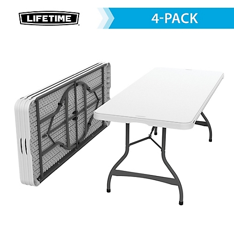 Lifetime 6 ft. Nesting Commercial Folding Table, White, 4 pk.