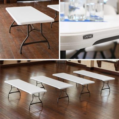 Image showing 6 th Lifetime 8 ft. Nesting Commercial Folding Table, White