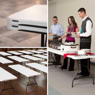 Image showing 7 th Lifetime 8 ft. Nesting Commercial Folding Table, White