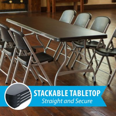 Image showing  8 ft. Nesting Commercial Folding Table, Black