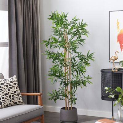 Harper & Willow Green Polyester Bamboo Artificial Tree with Black Plastic Pot 34" x 32" x 72"