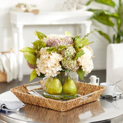 Harper Willow Mixed Faux Floral Hydrangea Arrangement Pink Cream And Green Glass Vase 100006 At Tractor Supply Co