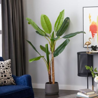 Harper & Willow 64 in. Artificial Banana Tree Plant in Ceramic Pot