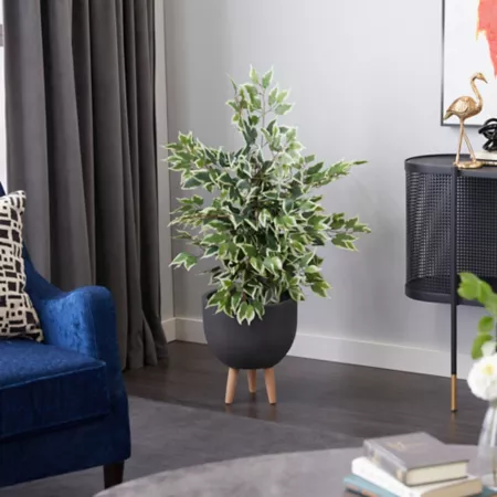 Harper & Willow Artificial Ficus Tree in Green Polyester with Black Plastic Pot 23" x 24" x 38" Artificial Plants & Flowers