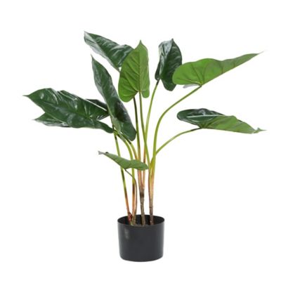 Image showing  Green Faux Foliage Anthurium Artificial Plant with Black Plastic Pot 26" x 27" x 28"