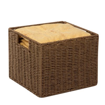 Honey-Can-Do Brown Parchment Cord Storage Crate, 12 in. x 13 in. x 10 in.