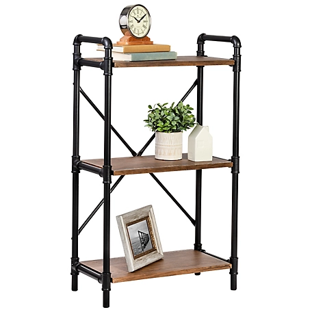 Honey-Can-Do 3-Tier Industrial Black Bookshelf, 23.5 in. x 39.5 in. x 12 in.