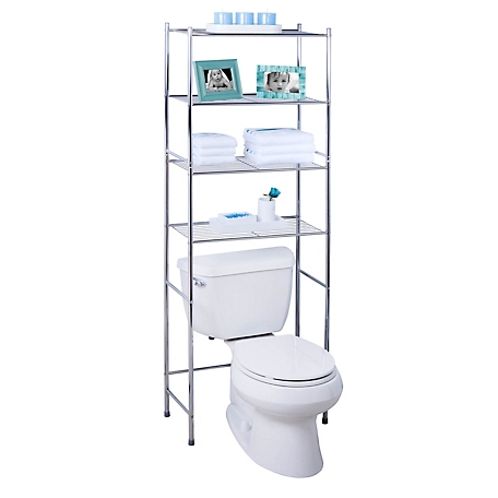 Honey-Can-Do Chrome Over-the-Toilet 4-Tier Storage Shelf, 24 in. x 11 in. x 68 in.