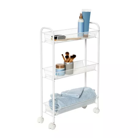 Honey-Can-Do Slim Rolling Wire Storage Cart 3 Baskets Rolling Storage Carts