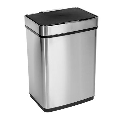 Honey-Can-Do 50 L Trash Can with Motion Sensor and Soft Close, Silver Stainless Steel
