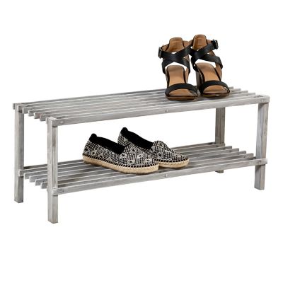 Honey-Can-Do 2-Tier Wooden Shoe Rack, 10.5 in. x 29 in. x 12 in.