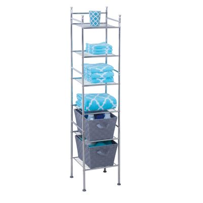 Honey-Can-Do 6-Tier Slim Metal Bathroom Storage Shelving Unit, 12.5 in. x 11 in. x 60 in.