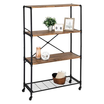 Honey-Can-Do 4-Tier Industrial Rolling Bookshelf