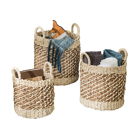 Honey-Can-Do Tea Stained Woven Baskets, 3 pc.