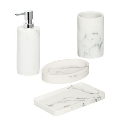 Marble Stone  Bathroom Accessory Set Soap Dish Dispenser Holder