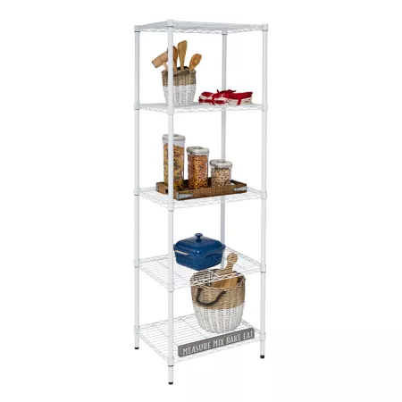 Honey-Can-Do 5-Tier Adjustable Shelving Unit 250 lb Capacity White Freestanding Shelving Units