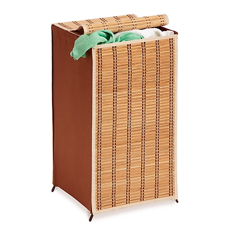 Honey-Can-Do Bamboo Wicker Hamper with Lid