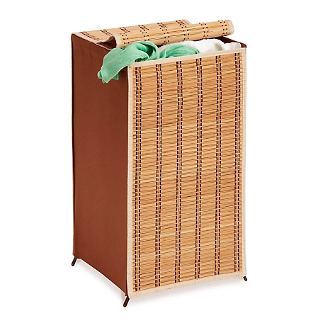 Honey-Can-Do Bamboo Wicker Hamper with Lid