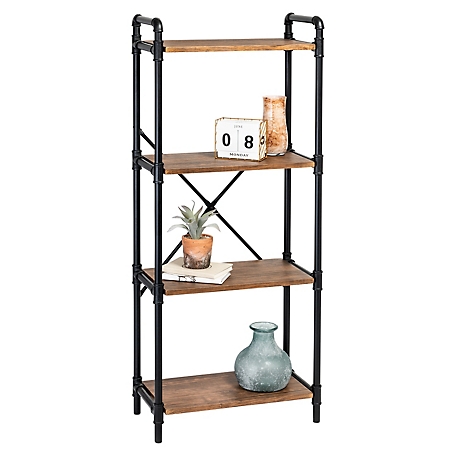 Honey-Can-Do 4-Tier Industrial Black Bookshelf