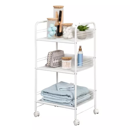 Honey-Can-Do 3-Shelf Steel Rolling Storage Cart White Rolling Storage Carts