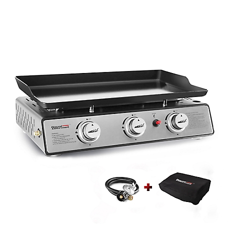 Royal Gourmet Propane Gas 3-Burner Table Top Grill Griddle with Cover, 24  in. Portable for Camping, 25,500 BTU, Silver, PD1301S at Tractor Supply Co.