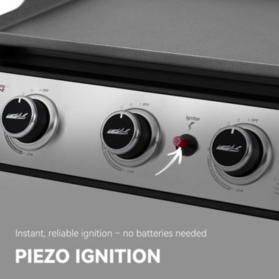 Image showing 6 th Royal Gourmet 3-Burner Propane Gas Table Top Grill Griddle with Cover, 25,500 BTU, 24 in. Portable for Camping, Silver