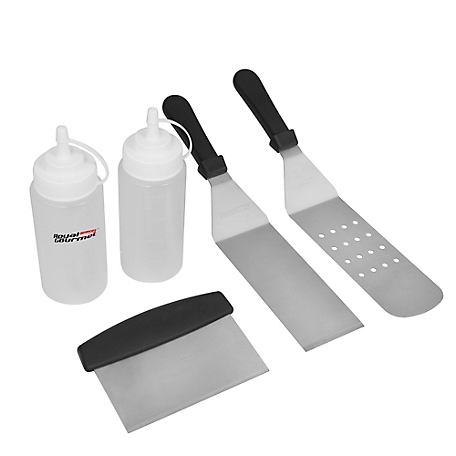 Royal Gourmet 5 pc. Stainless Steel Spatula Set, Perfect for Cast Iron Griddle, BBQ Flat Top Grill, Silver, TF0505