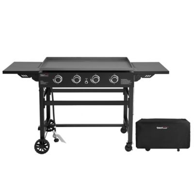 Royal Gourmet Flat Propane Gas Grill with Grill Cover, 36 in. Propane Griddle, 4 Burners, GB4000C Flat top
