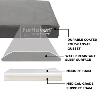 Image showing 2 th FurHaven Logo Oxford Indoor/Outdoor Deluxe Memory Foam Mattress Dog Bed