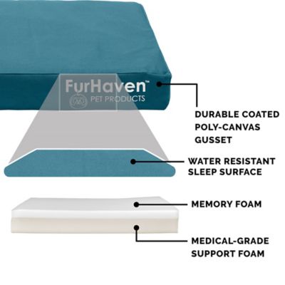 Image showing 2 th FurHaven Logo Oxford Indoor/Outdoor Deluxe Memory Foam Mattress Dog Bed