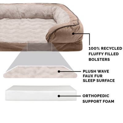 Image showing 2 th FurHaven Velvet Waves Perfect Comfort Full Support Orthopedic Sofa Dog Bed