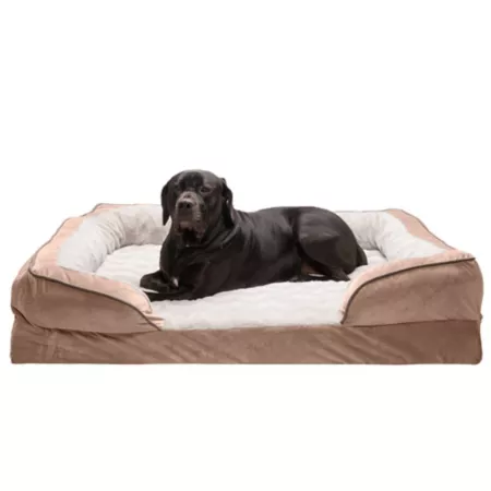 FurHaven Velvet Waves Perfect Comfort Orthopedic Full Support Dog Sofa Bed Bolster Dog Beds