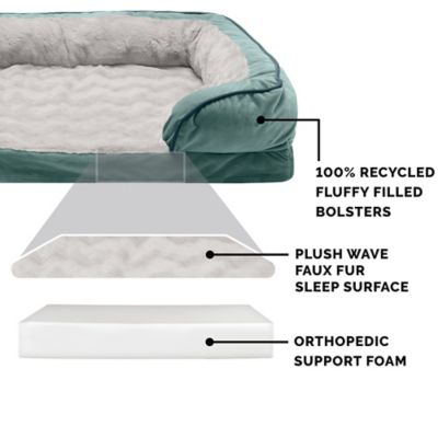 Image showing 2 th FurHaven Velvet Waves Perfect Comfort Full Support Orthopedic Sofa Dog Bed
