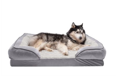 FurHaven Velvet Waves Perfect Comfort Memory Top Sofa Dog Bed