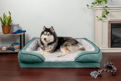Image showing 1 th FurHaven Velvet Waves Perfect Comfort Memory Top Sofa Dog Bed