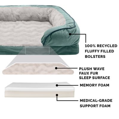 Image showing 2 th FurHaven Velvet Waves Perfect Comfort Memory Top Sofa Dog Bed