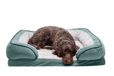 FurHaven Velvet Waves Perfect Comfort Cooling Gel Top Sofa Dog Bed