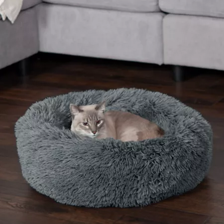 FurHaven Calming Cuddler Long Fur Donut Dog Bed Bolster Dog Beds