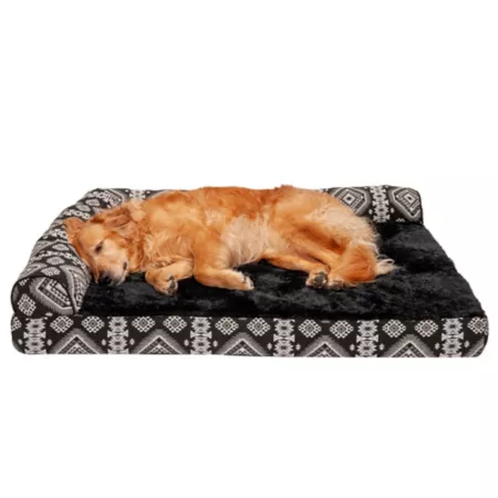 FurHaven Southwest Kilim Deluxe Orthopedic L-Shaped Dog Bed with Chair Orthopedic Dog Beds