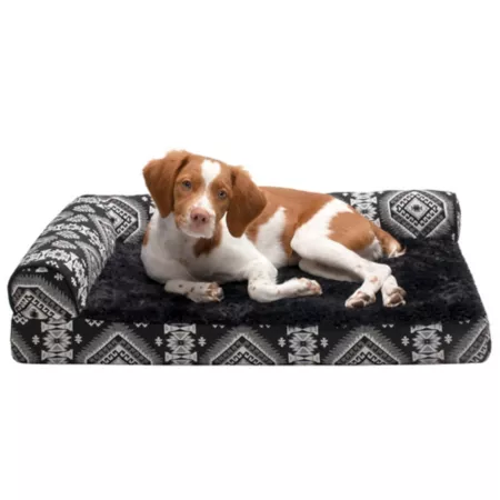 FurHaven Southwest Kilim Memory Top Deluxe L-Chair Pet Bed Bolster Dog Beds