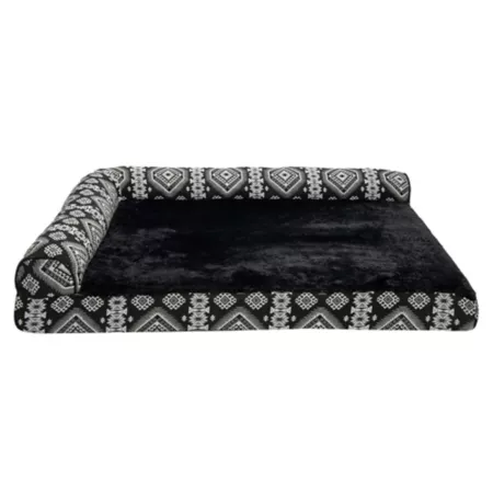 FurHaven Southwest Kilim Cool Gel Top Deluxe L-Chair Dog Bed Bolster Dog Beds