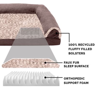 Image showing  2-Tone Faux Fur and Suede Orthopedic Sofa Dog Bed