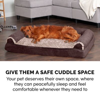 Image showing 6 th FurHaven 2-Tone Faux Fur and Suede Orthopedic Sofa Dog Bed