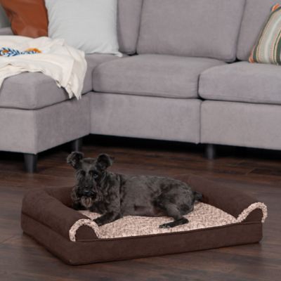 Image showing 9 th FurHaven 2-Tone Faux Fur and Suede Orthopedic Sofa Dog Bed