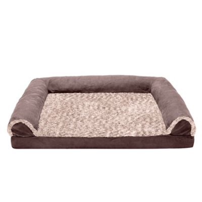 Image showing  2-Tone Faux Fur and Suede Orthopedic Sofa Dog Bed