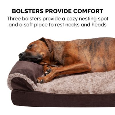 Image showing 5 th FurHaven 2-Tone Faux Fur and Suede Orthopedic Sofa Dog Bed