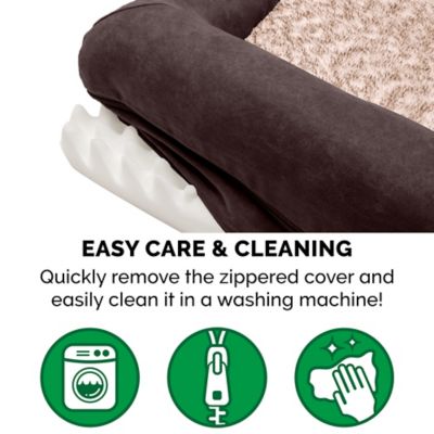 Image showing 7 th FurHaven 2-Tone Faux Fur and Suede Orthopedic Sofa Dog Bed