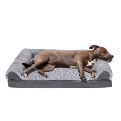 FurHaven 2-Tone Faux Fur and Suede Orthopedic Sofa Dog Bed