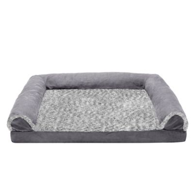 Image showing  2-Tone Faux Fur and Suede Orthopedic Sofa Dog Bed